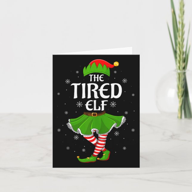 Tarjeta Tired Elf Christmas Family Girls Women Elf Squad X (Anverso)