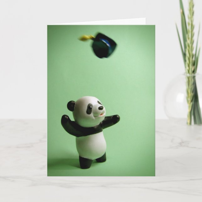 Tarjeta Tiros de cierre de graduación de oso de Panda (Anverso)