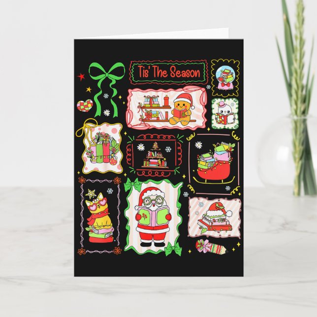 Tarjeta Tis The Season Christmas Gingerbread Santa Book Te (Anverso)