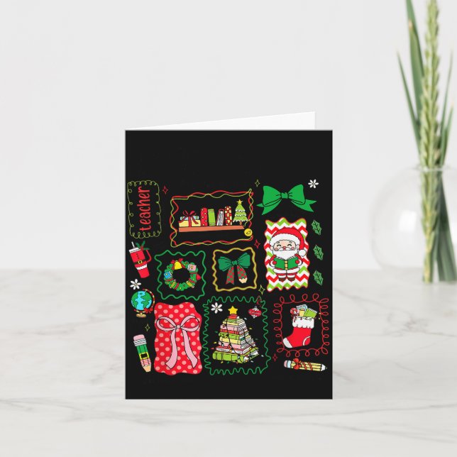 Tarjeta Tis The Season Christmas Santa Snowman Xmastree Co (Anverso)