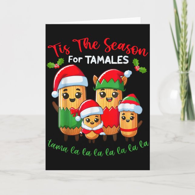 Tarjeta Tis The Season For Tamales Mexican Christmas Santa (Anverso)