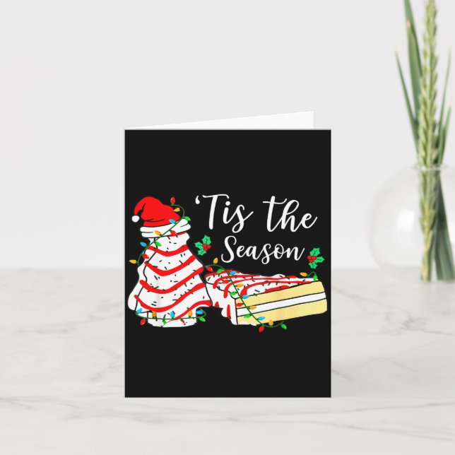 Tarjeta Tis The Season Funny Christmas Tree Snack Cake Xma (Anverso)