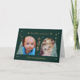 Tarjeta Tis the Season Green Christmas Photo Two Arches