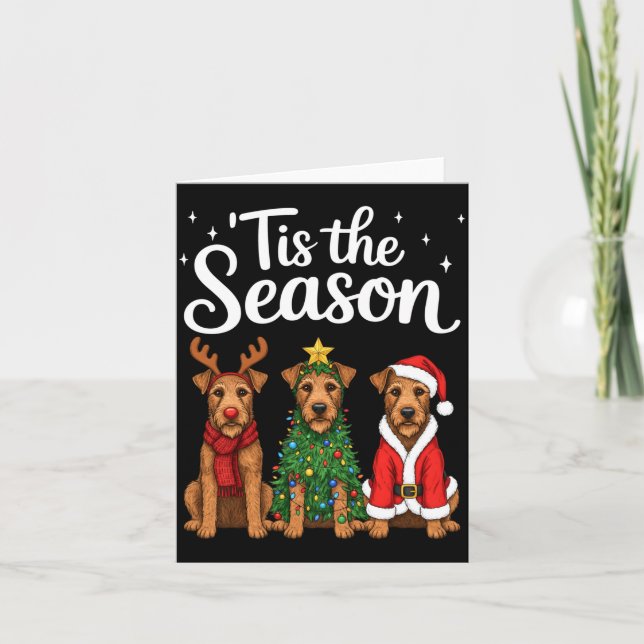 Tarjeta Tis The Season Irierrier Christmas Santa Dog Lover (Anverso)