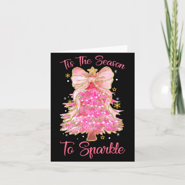 Tarjeta Tis The Season Sparkle Christmas Tree Xmas Women G (Anverso)