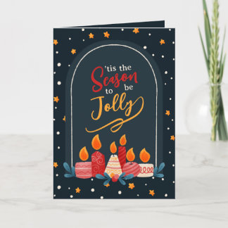 Tarjeta Tis the Season to Be Jolly Christmas Candle Card