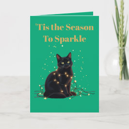 Tarjeta Tis the Season To Sparkle Black Cat Entangled 