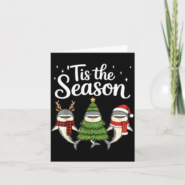 Tarjeta Tis The Season Whale Shark Christmas Santa  (Anverso)