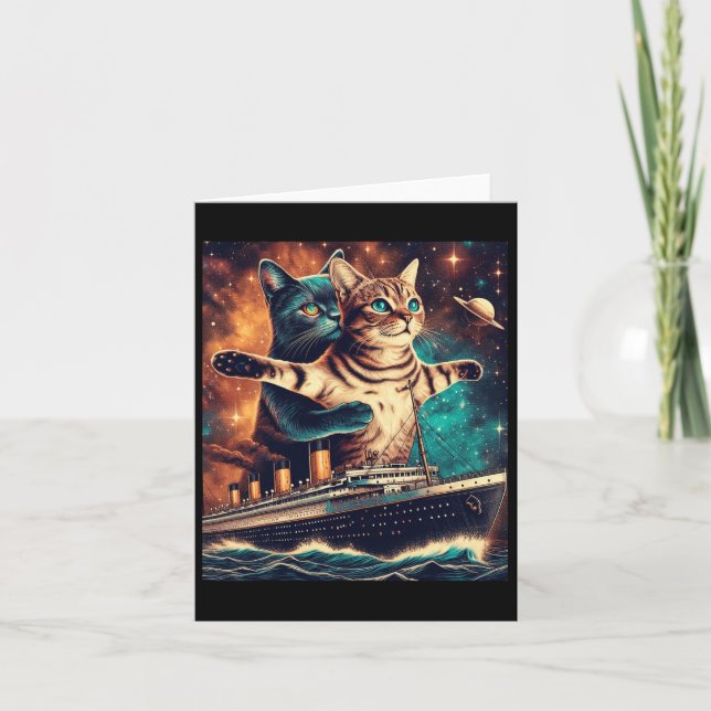 Tarjeta Titanic Cats Funny Tee (Anverso)