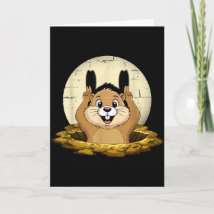 Tarjeta Títere Divertido Sombra de Marmota Día Feliz de la