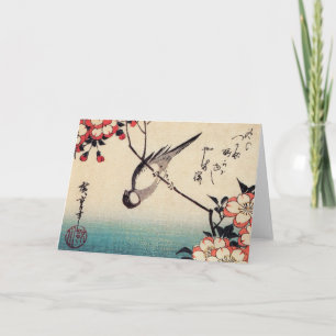Tarjeta Titmice en una rama de la cereza, Hiroshige