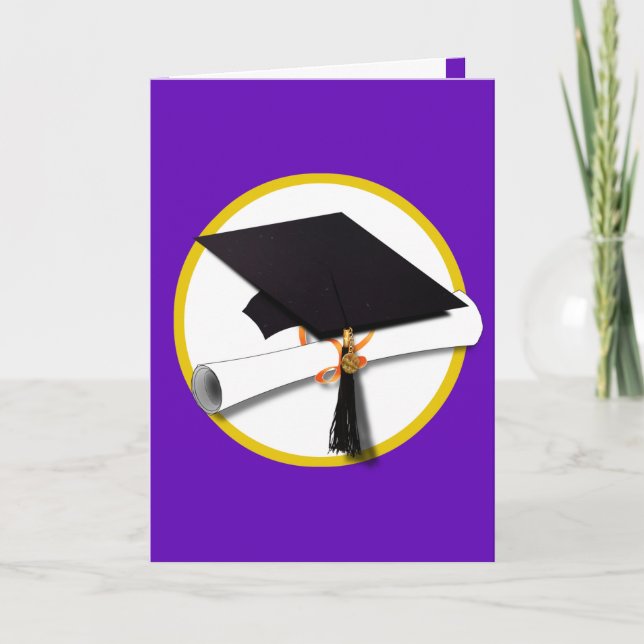 Tarjeta Título de graduación con Diploma - Púrpura (Anverso)