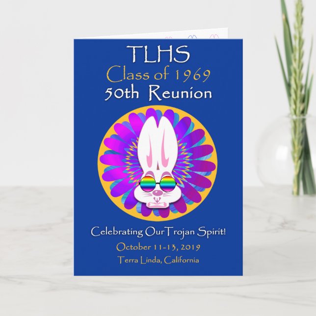 Tarjeta TLHS Bunny Boy Class de 1969 50ª Reunión (Anverso)