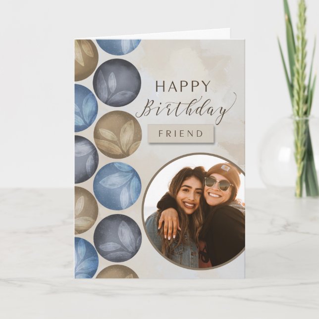 Tarjeta To Friend Happy Birthday Watercolor Photo (Anverso)