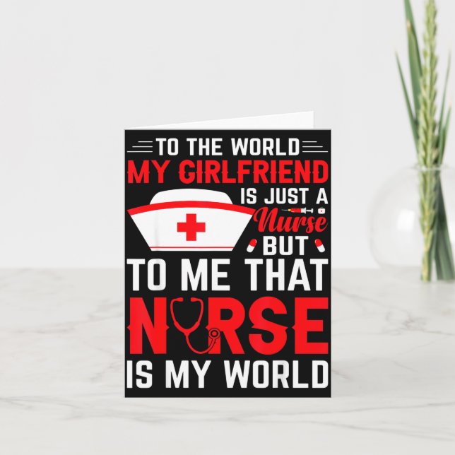Tarjeta To The World My Girlfriend Is Just A Nurse Funny V (Anverso)