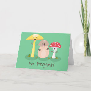 Tarjeta Toadstool de hongos de hongo de kawaii