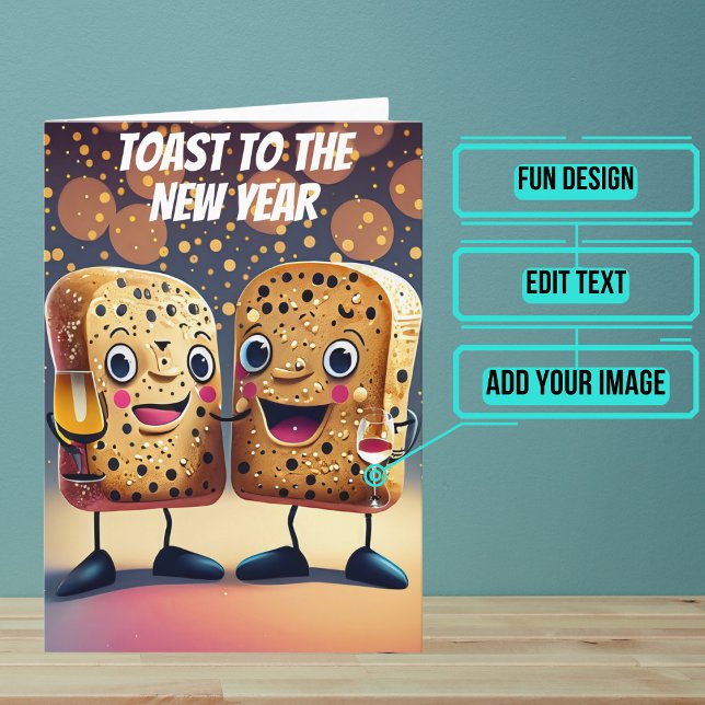 Tarjeta Toast to New Years (Start the year off right by sending your loved ones this fun card.)