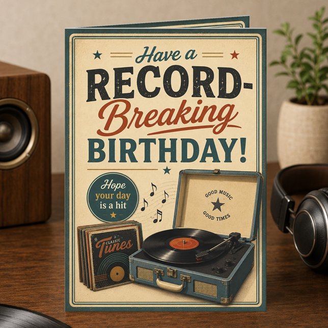 Tarjeta Toca discos retro cumpleaños plegado (Subido por el creador)
