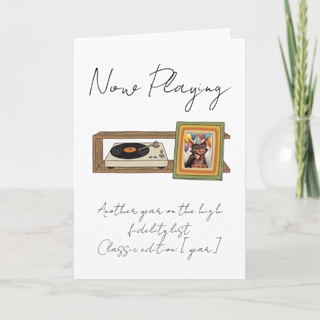 Tarjeta Tocadiscos de vinilo retro foto personalizada (Anverso)