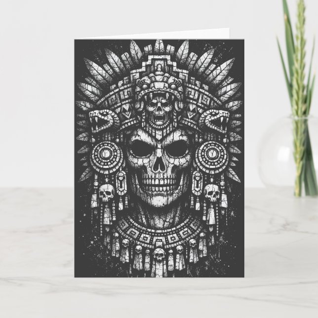 Tarjeta Tocado de cráneo azteca de BurnsInHell (Anverso)