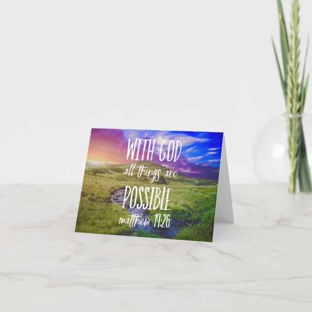 Tarjeta Todas las cosas son posibles: Biblia contra Escrit (Anverso)