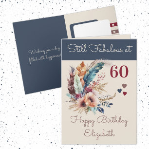 Tarjeta Todavía fabuloso a los 60 añadir nombre azul flora