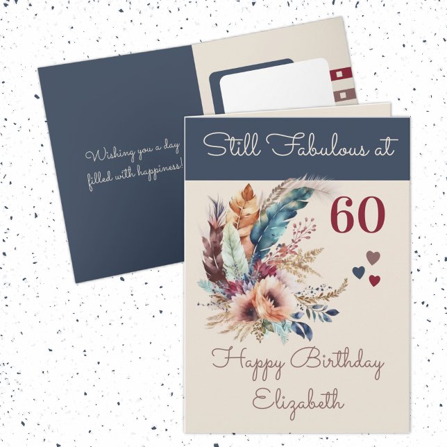 Tarjeta Todavía fabuloso a los 60 añadir nombre azul flora (Subido por el creador)