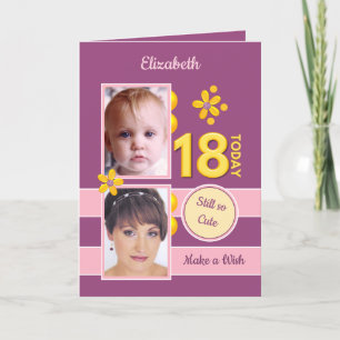 Tarjeta Todavía fotos tan lindas púrpura 18 cumpleaños