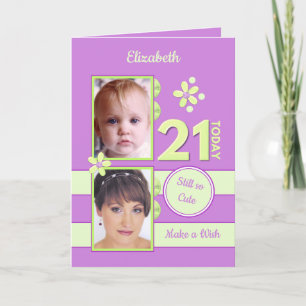 Tarjeta Todavía fotos tan lindas púrpura cumpleaños 21