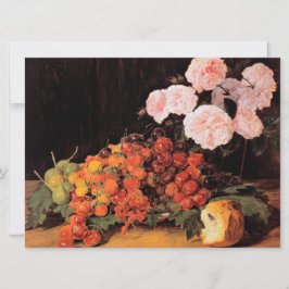 Tarjeta Todavía la vida con Rosas, fresas y pan