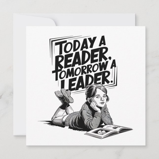 Tarjeta Today a Reader - Book Reading Girl - Bookworm Girl (Anverso)