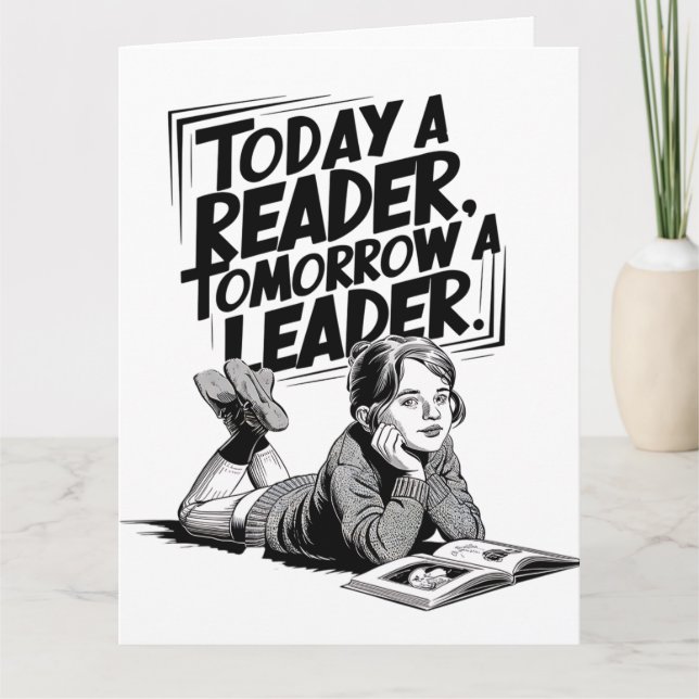 Tarjeta Today a Reader - Book Reading Girl - Bookworm Girl (Anverso)