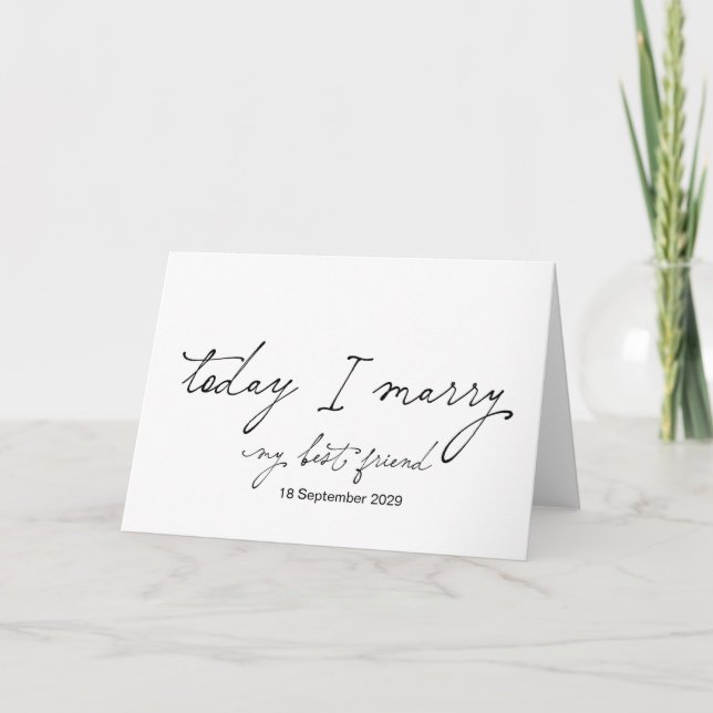 Tarjeta Today I Marry You Bride Groom Wedding Day (Anverso)