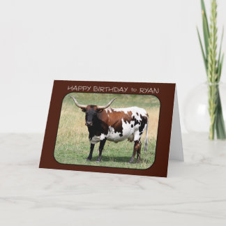 Tarjeta Todd Texas Longhorn Vaca Feliz Cumpleaños