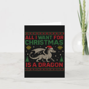 Tarjeta Todo lo que quiero para Navidad es un dragón y lib