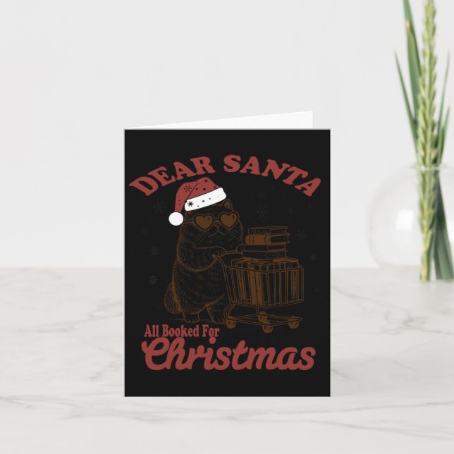 Tarjeta Todo Reservado Para Navidades Funny Cat Book Navid (Anverso)