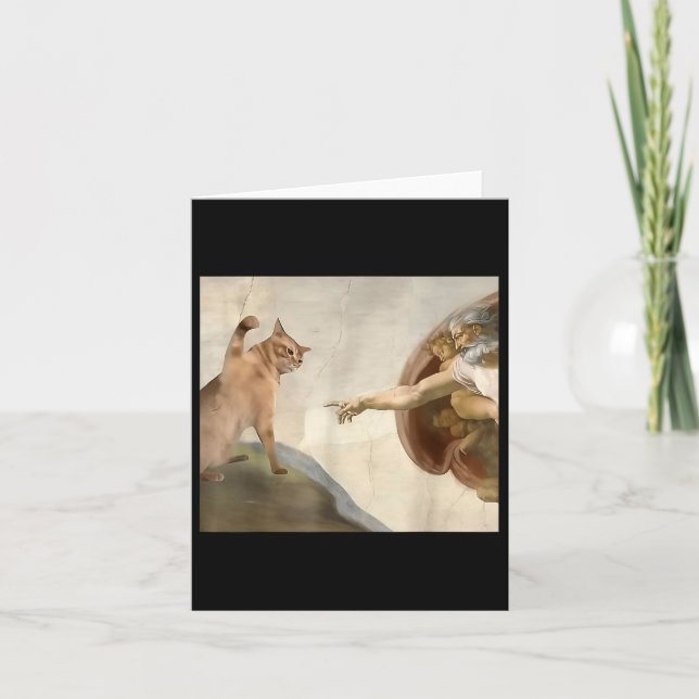 Tarjeta Todopoderoso cachetazo Gracioso Gato Dios Creación (Anverso)