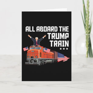 Tarjeta Todos a bordo del tren de Trump América Patriota T