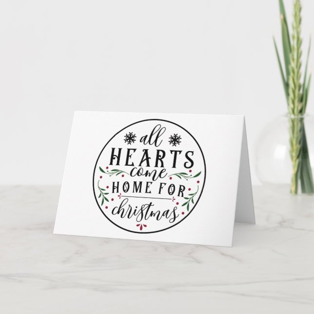 Tarjeta Todos Los Corazones Llegan A Casa... (Anverso)