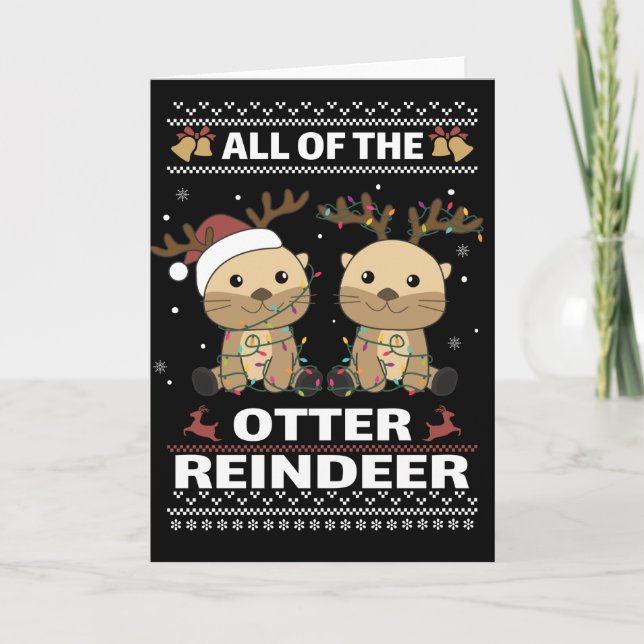 Tarjeta Todos los renos nutridos Dulce Navidad Nutria Ca (Anverso)