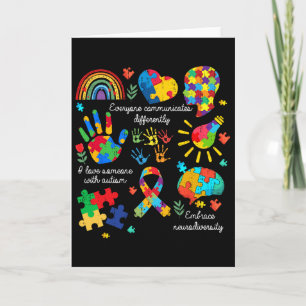 Tarjeta Todos se comunican diferente Autismo Neurodiverso