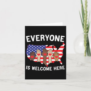 Tarjeta Todos Son Bienvenidos Aquí Bandera Americana Para 