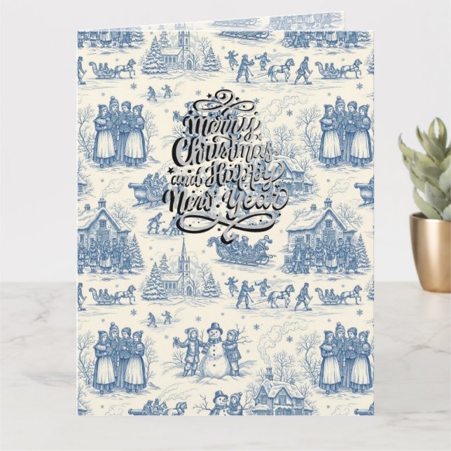 Tarjeta Toile Chinoiserie Invierno Azul (Planta pequeña)