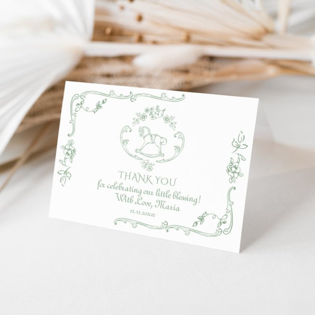 Tarjeta Toile Elegant Sage green rocking horse Gracias (Subido por el creador)