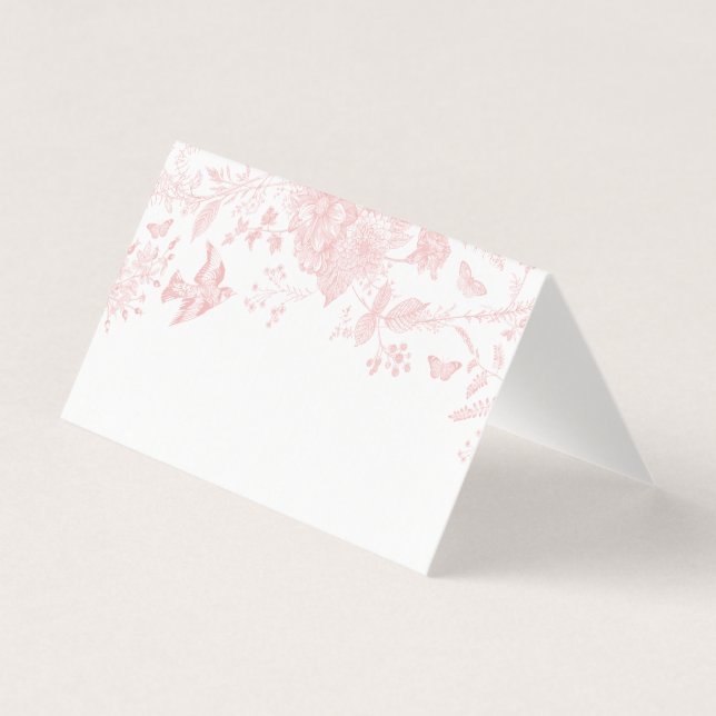 Tarjeta Toile Rosa De Jouy Floral Place Card Decoración De (Anverso)