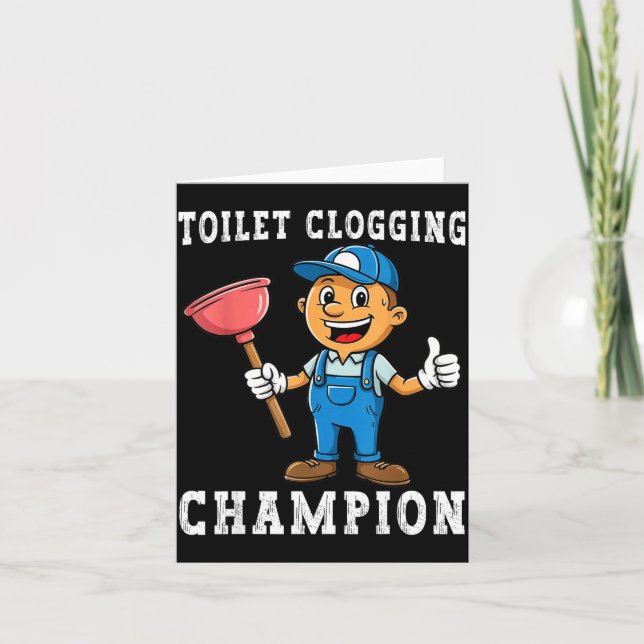 Tarjeta Toilet Clogging Chamon Funny Plumber Humor Joke Da (Anverso)