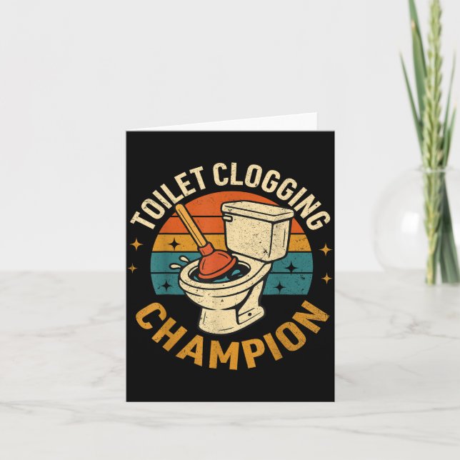 Tarjeta Toilet Clogging Chamon Tee Funny Meme  (Anverso)