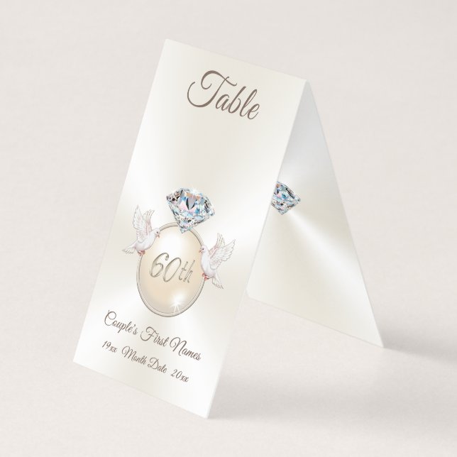 Tarjeta Toldos de número de mesa para aniversario de bodas (Reverso)