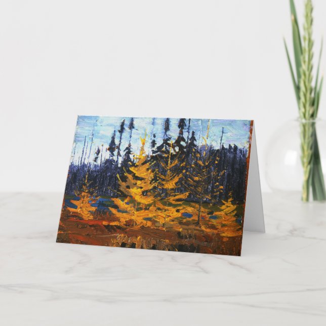Tarjeta Tom Thomson Pintando Tamaracks Wilderness Canadien (Anverso)