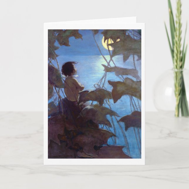 Tarjeta Tom viendo la luna, Jessie Willcox Smith (Anverso)
